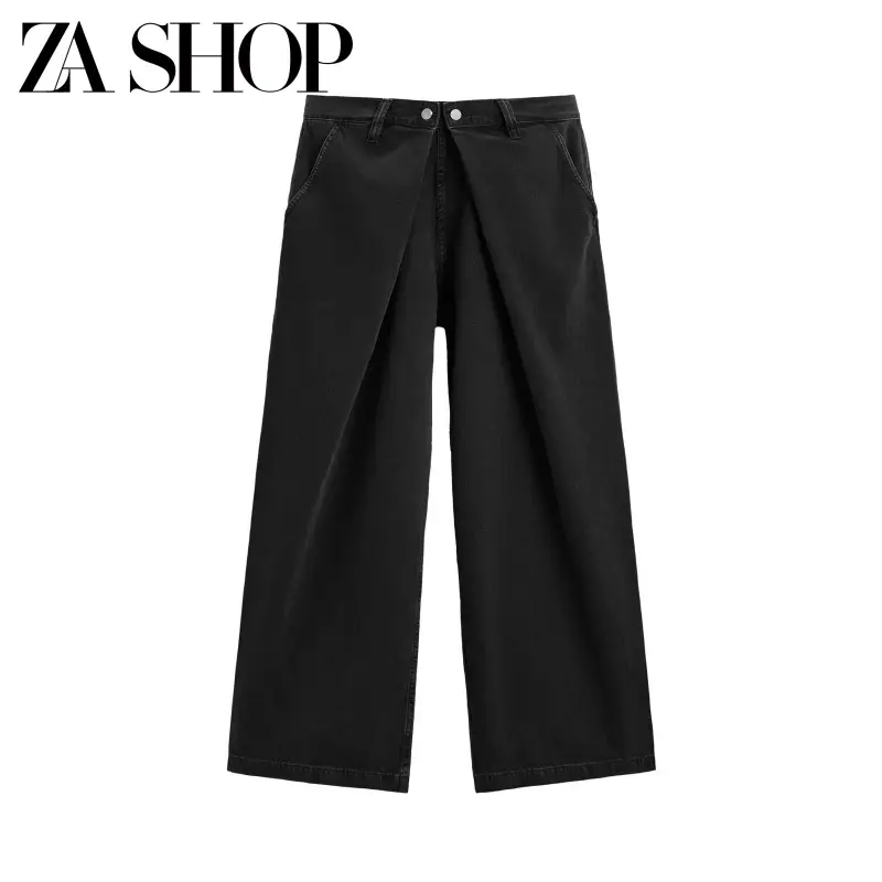 2025 Summer New Men's Cotton Simple Casual Comfortable Pleated Pants Loose Jeans 0840444