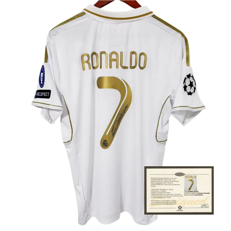 11-12 Golden Edge Real Madrid Cristiano Ronaldo Autographed Jersey Retro Football Jersey Soccer Jersey