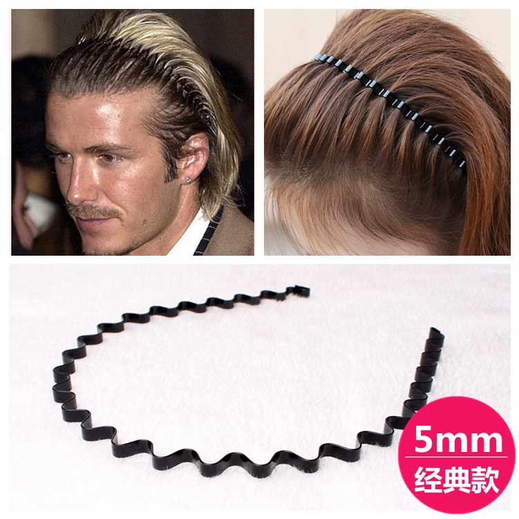 Classic Black 5mm Iron Hair Band Unisex Wave Head Buckle Korean Fashion All-match Hair Accessories C06