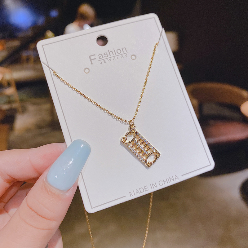 [Real Gold Color Preservation] Color Preservation 2024 New Clavicle Chain Transfer Bring in Wealth and Treasure Chinese Style Ruyi Abacus Necklace Exquisite
