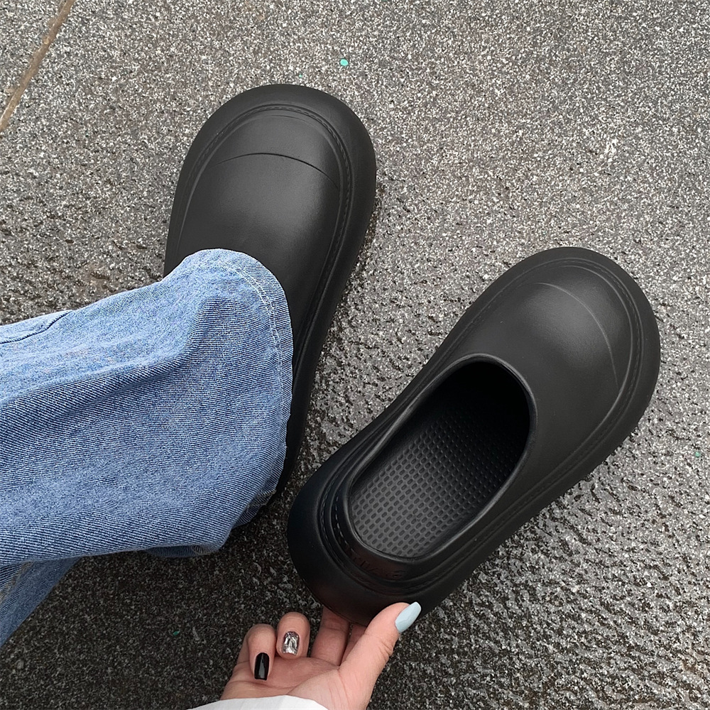 Summer 2025 Girls Wear EVA Soft Bottom Lazy Half Slippers Korean Style New Casual Comfortable High-height Shoes Muller Shoes