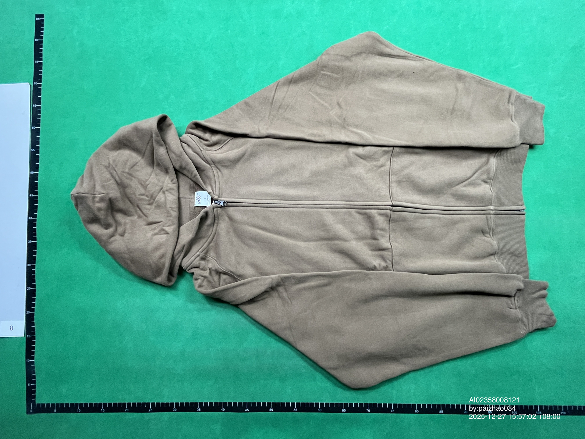 Idlt Fleece-Lined Oversized Zip-Up Hoodie, Raglan Sleeve Sweatshirt, Coffee Color, Simple, Loose, High Street, Versatile, ins Trend QC