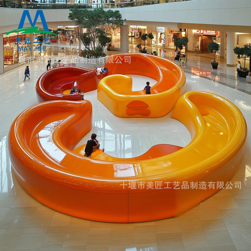 Glass fiber reinforced plastic seat shopping mall atrium large stool school park art shape bench tour outdoor rest chair