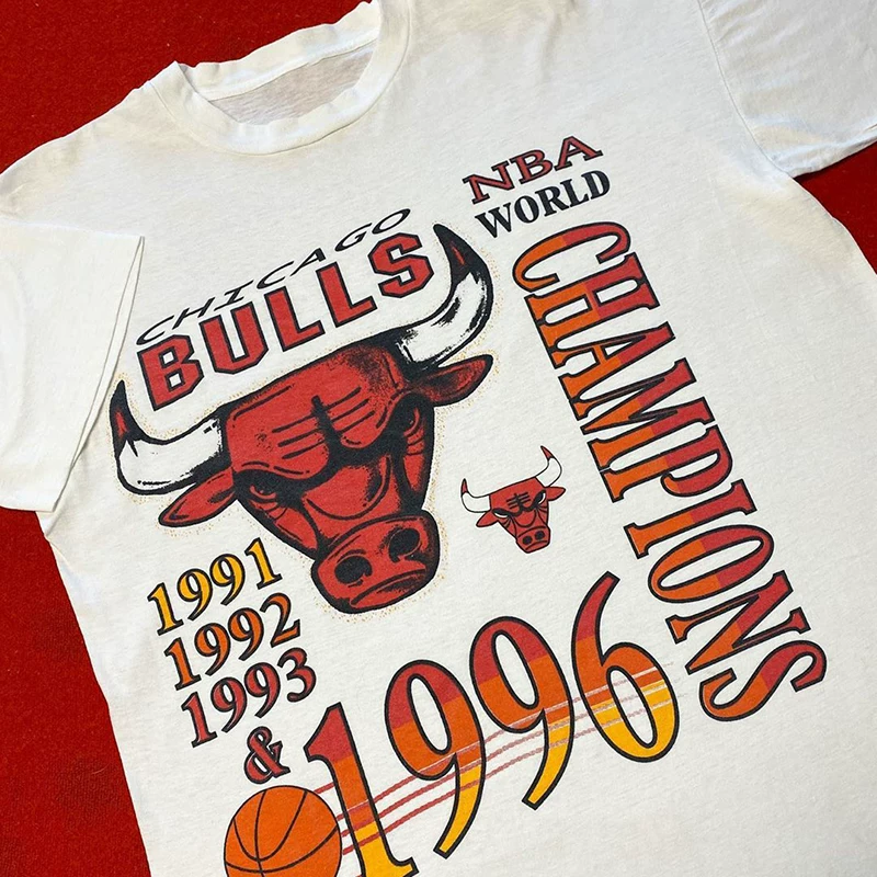 American Retro Bulls Basketball Short-Sleeved Pure Cotton Trendy Brand Oversize High Street Casual T-Shirt for Men and Women Couple Wear
