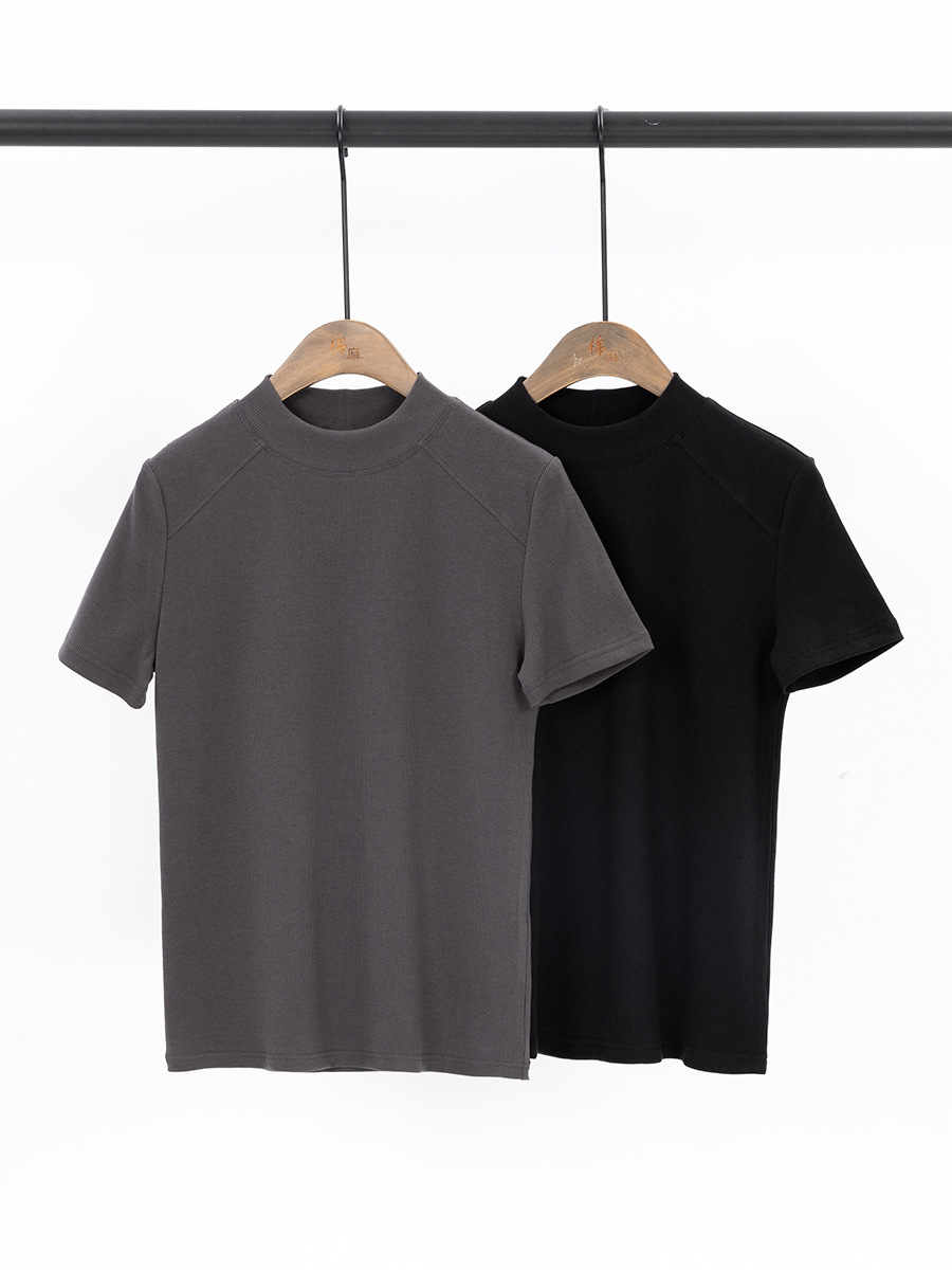 Sachi's New Summer Slim Fit and Versatile High-Elastic Short-Sleeved T-Shirt Basic Round Neck Short-Sleeved Bottoming Shirt