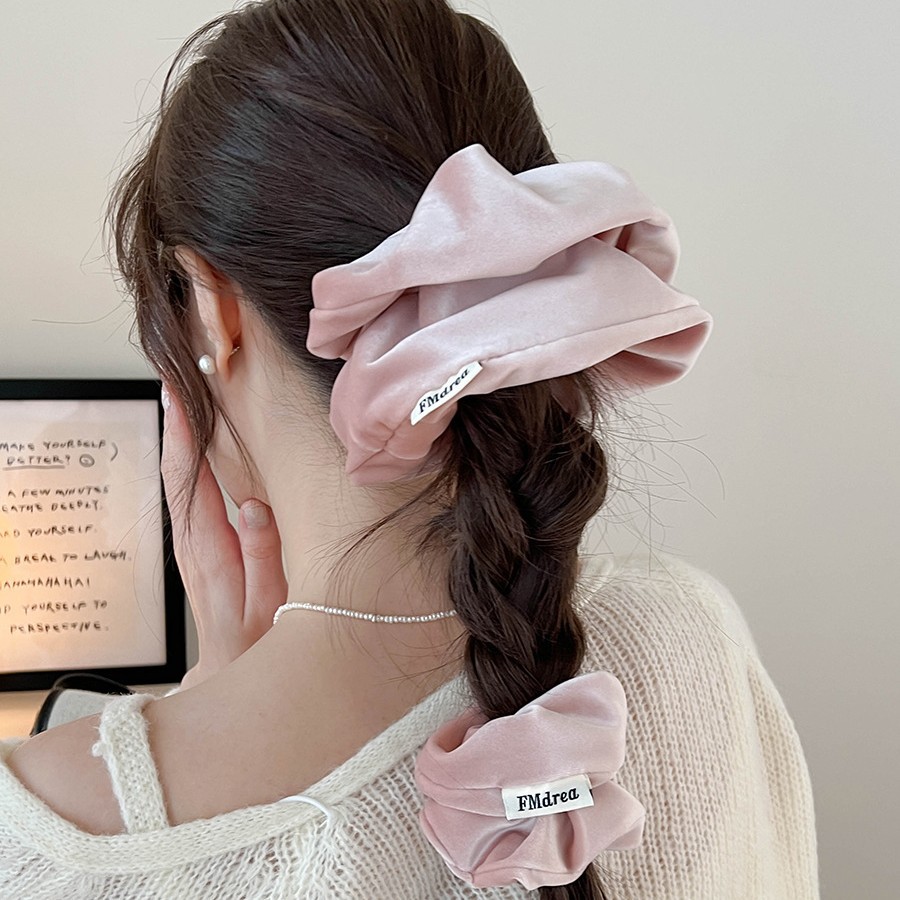 French Style Elegant Velvet Large Intestine Hair Ring Women's Autumn and Winter Back Head Coiling Large Size Rubber Tendon Headband New Style Hair Bundle Headwear