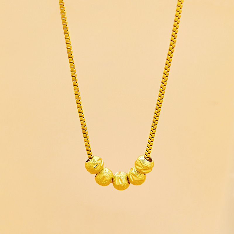 Wufu linmen titanium steel necklace female 18K gold all-match high-grade non-fading lucky beads beaded clavicle chain wholesale
