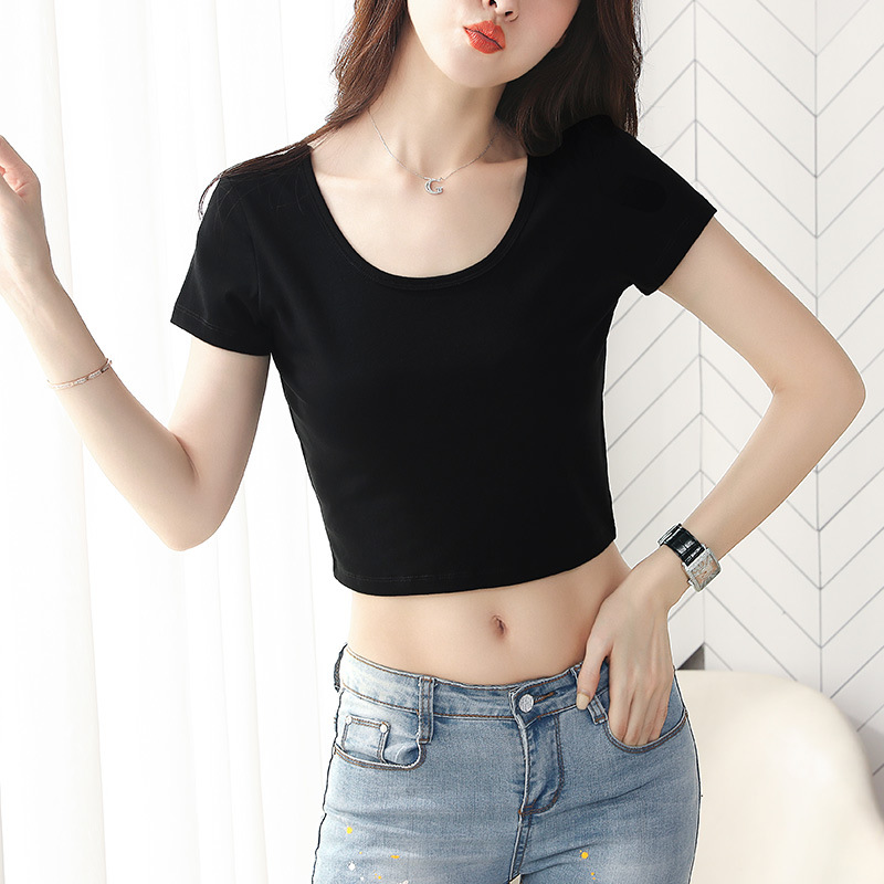 Short Top, Short-Sleeved T-Shirt for Women, Discreet Navel-Baring Dance Clothing, Korean Style Trendyy Sexy Hottie