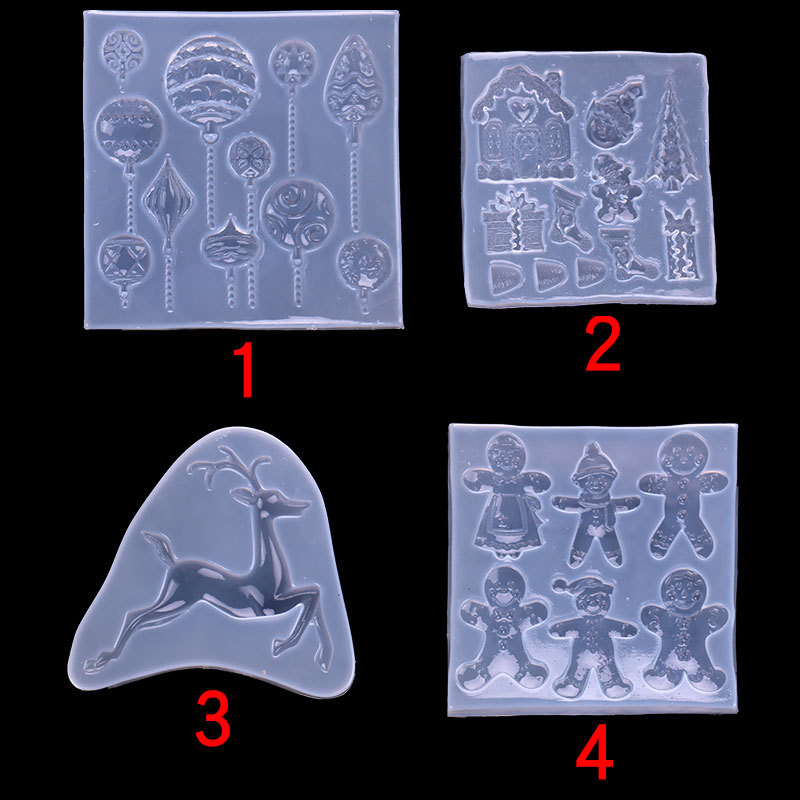 Mirror Christmas glue mold colorful ball deer biscuit cake decoration soft clay handmade jewelry diy production