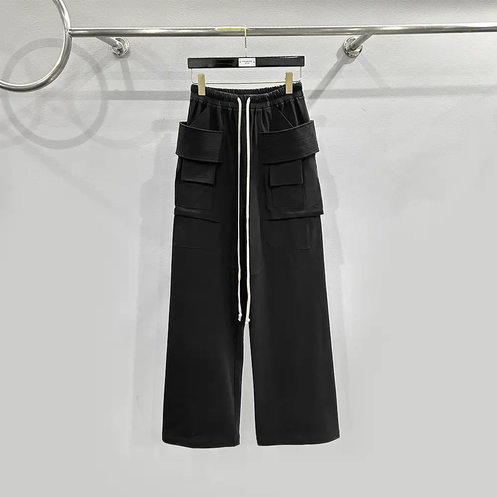 Autumn and Winter New Dark R-Style Multi-Pocket Webbing Buckle Elastic Band Trendy Men's Workwear Wide-Leg Casual Pants