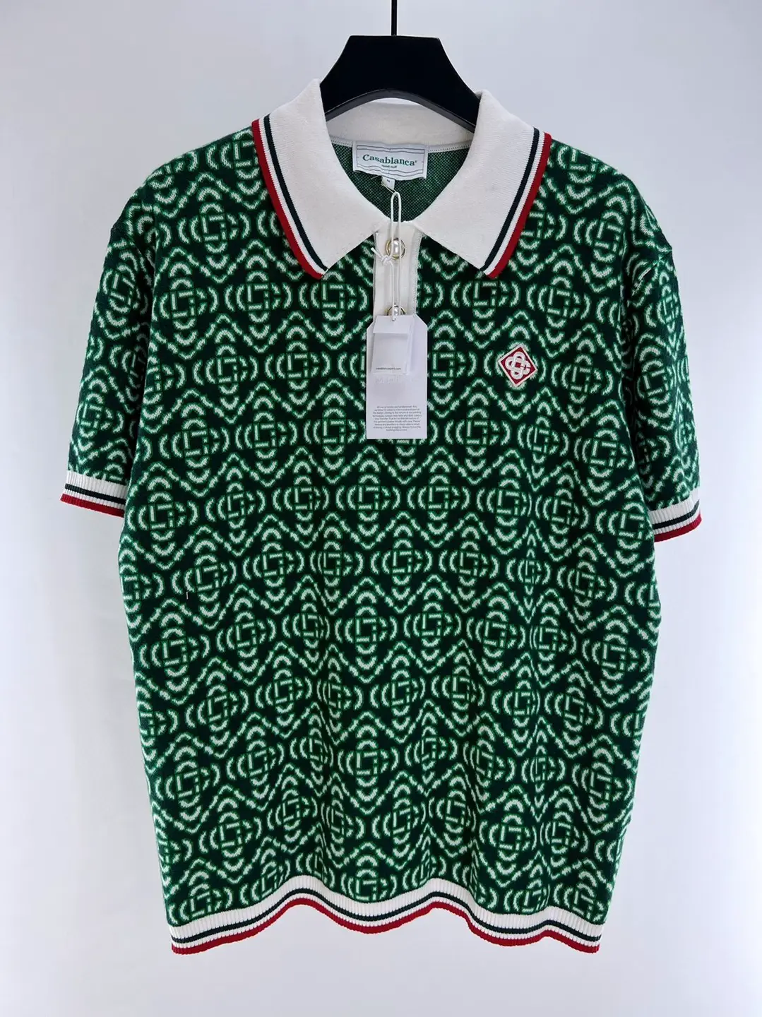 Casablanca Plaid Color-Blocked Simple Graphic Short-Sleeved Polo Shirt