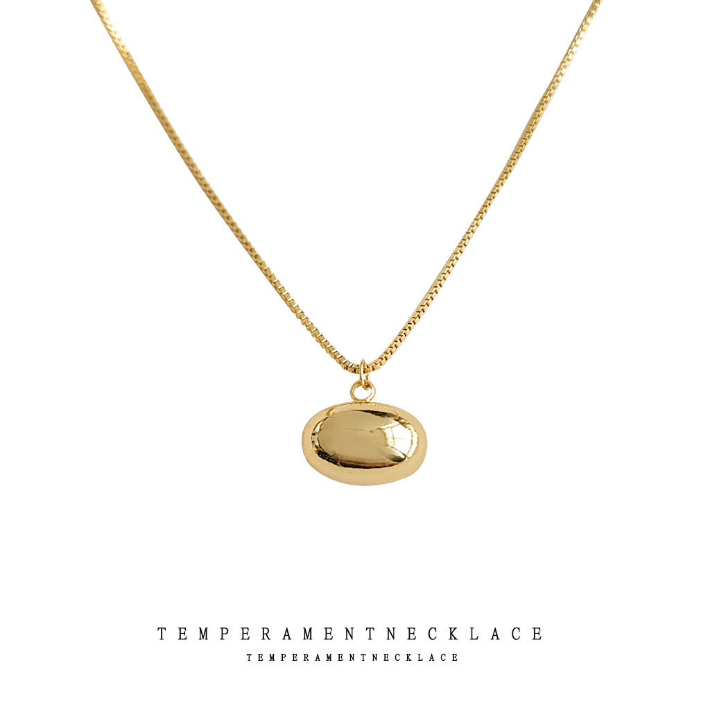 High-end minimalist Oval geometric electroplating 14K goose egg clavicle chain 2023 New Fashion Fashion necklace wholesale
