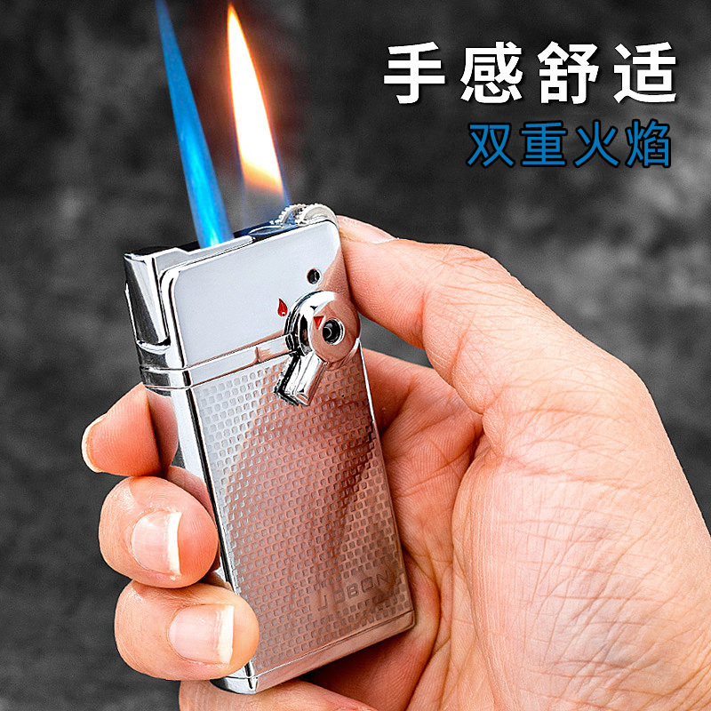 Jobon Zhongbang Double Fire Double Use Blue Flame Straight Lighter Creative Personality Inflatable Windproof Cigarette Lighter Lighter