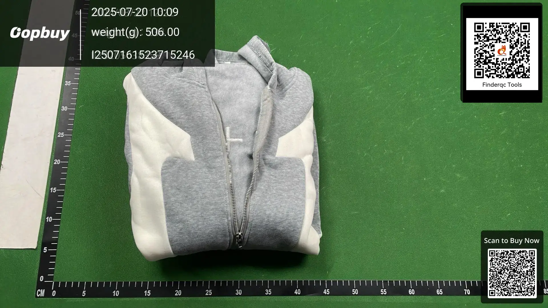 Zip-up hoodie grey and white