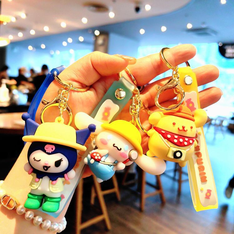 Cartoon Dress Sanrio PVC Keychain Cute Kulomi Key Chain Bag Pendant Small Gift Wholesale