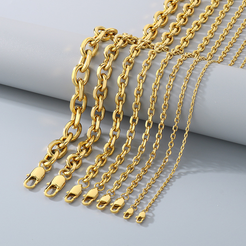 Dongguan manufacturers titanium steel necklace O-chain stainless steel cross chain Japanese buckle fashion simple hip-hop jewelry bracelet