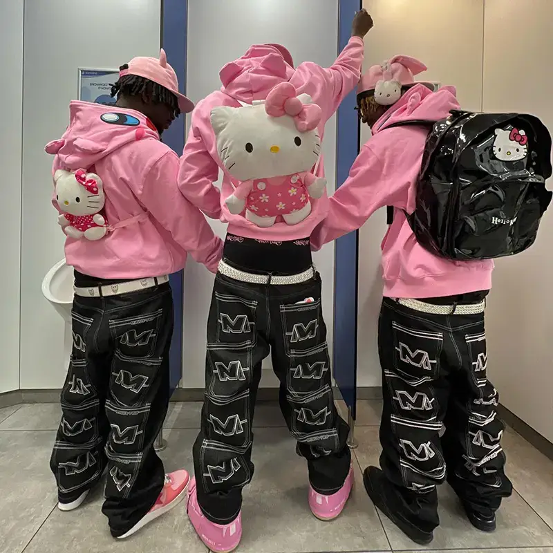 KAKAZZY Stylish Niche style cute Tops hooded Sweatshirt men and women Kirby Couple pack Winter Chinese Fad