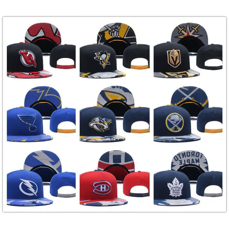 Cross-Border Spot Wholesale Hot-Selling Ice Hockey League Hats Trendy Couple Matching Sun Hats Hip-Hop Embroidered Flat-Brimmed Hats