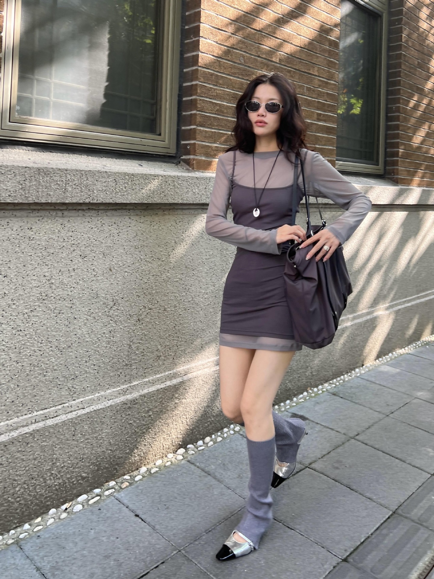 [Clearout No Returns or Exchanges] Nanyou Women's Mesh Suspender Two-Piece Set Slim Fit Perspective Hip Short Skirt Dress for Women