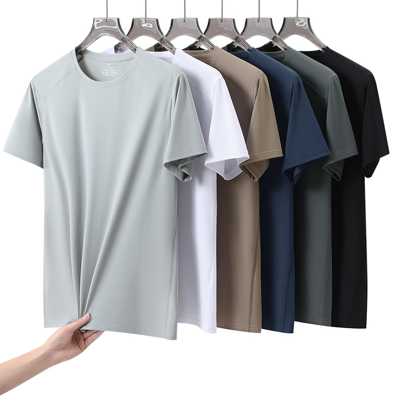 Ice Silk Quick-Drying Workwear T-Shirt, Customizable Logo, Corporate Culture Advertising Shirt, Short-Sleeved, Unisex, Plus Size, Ice-Feel T-Shirt