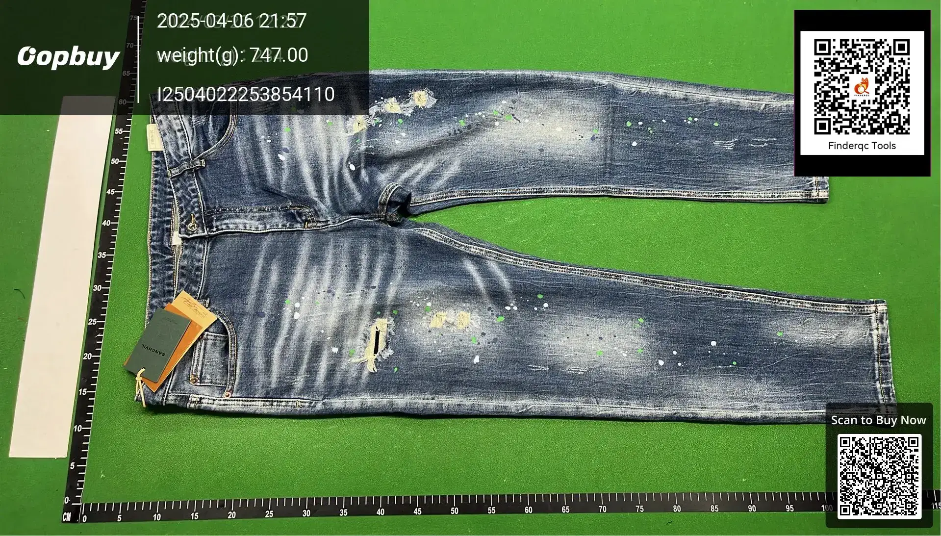 European and American High Street Ripped Patch Jeans Men's Slim-fit Small Straight Trendy Stretch Distinctive Paint Point Trendy Brand Men's Pants