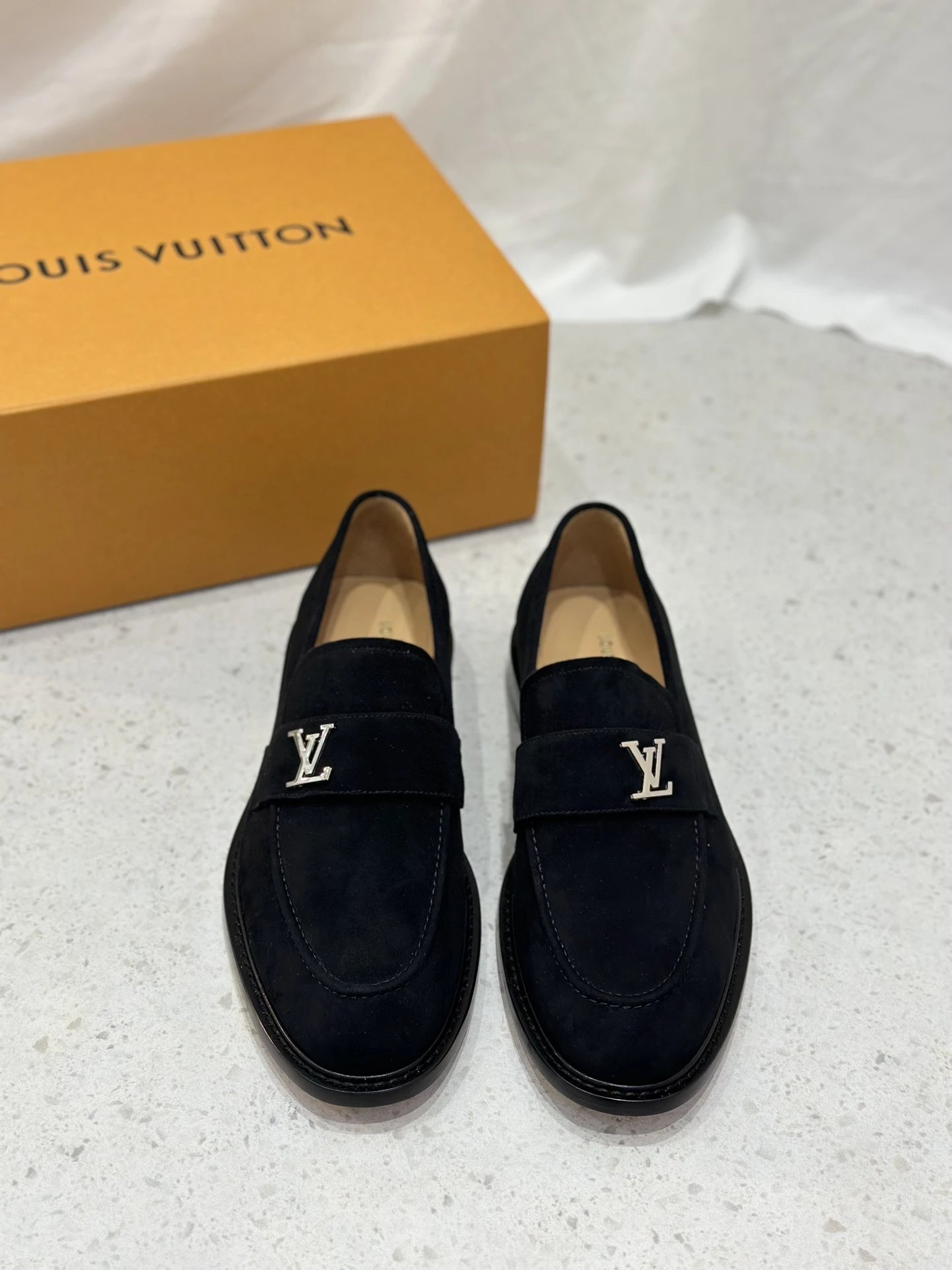 Louis Vuitton Black Suede Loafers