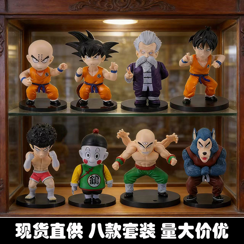 8 Types of Dragon Ball Action Figures Anime Merchandise Son Goku Krillin Master Roshi Desktop Ornaments Children's Toys