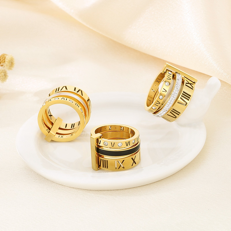 European and American style personalized multi-ring ring ring Roman letters trendy fashion jewelry ring manufacturers wholesale