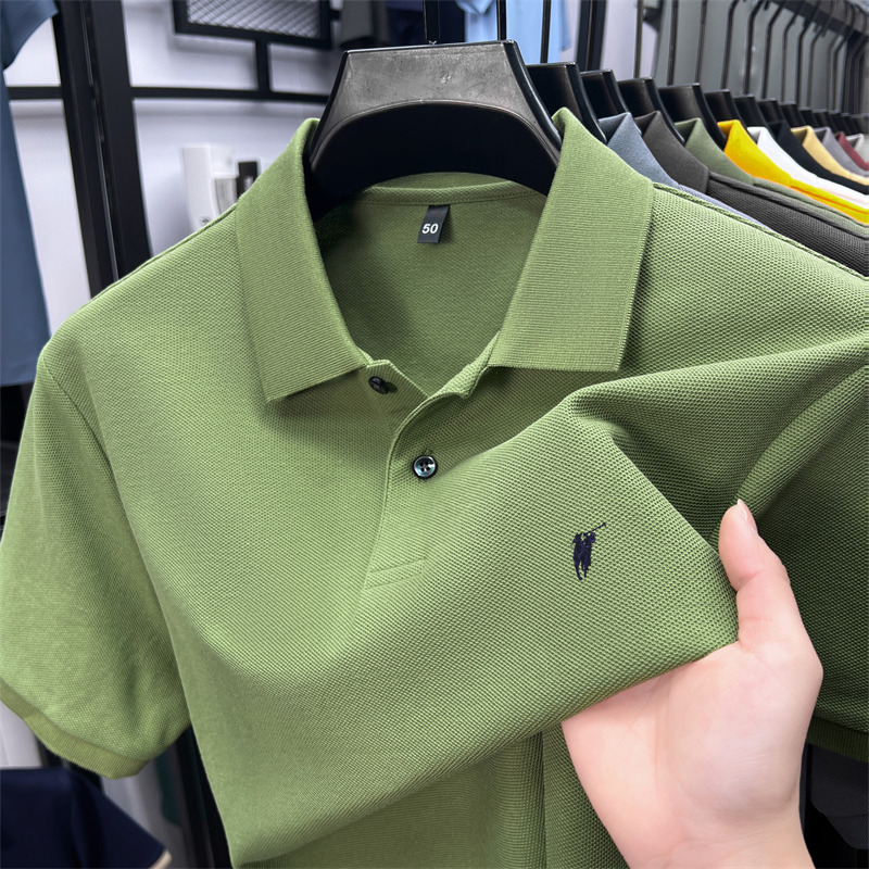 Foreign Trade Pure Cotton Men's Short-Sleeved T-Shirt Breathable Summer New Business Casual Middle-Aged Men's Polo Shirt Factory Direct Sale