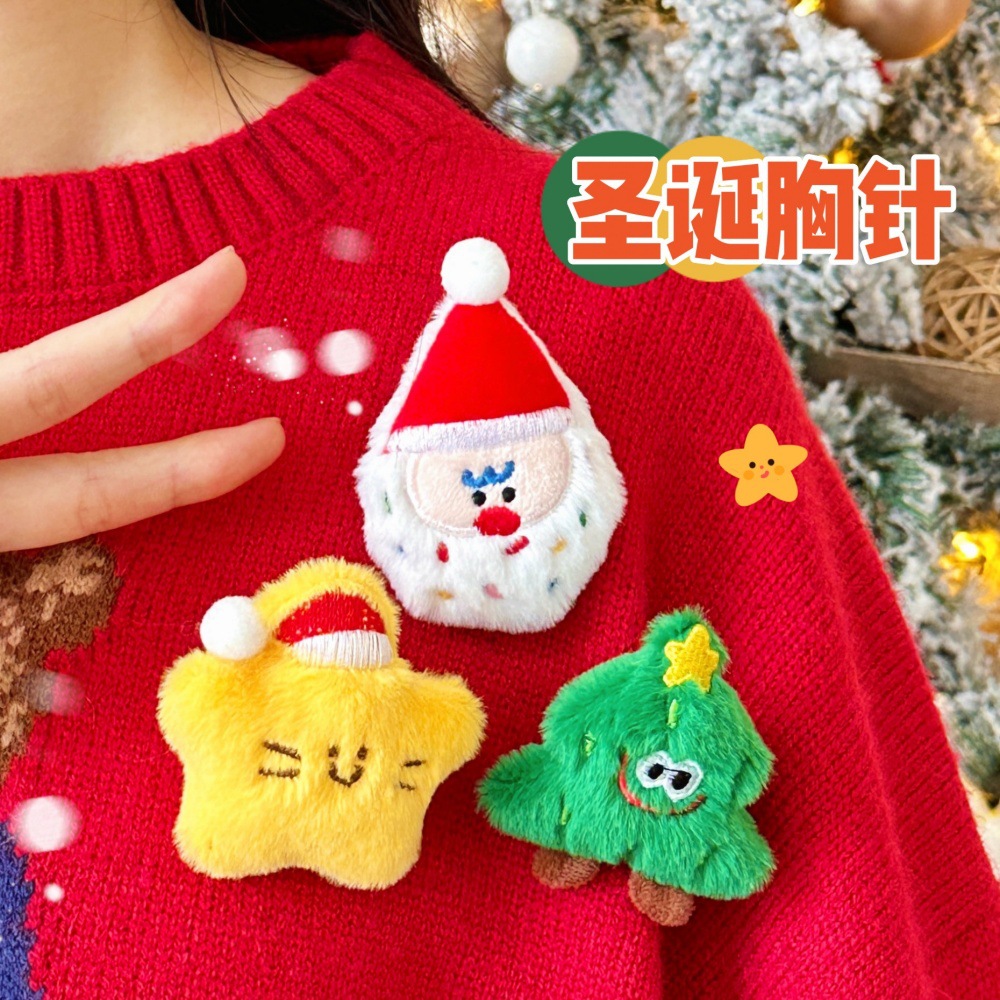 Tengyi original cute Christmas plush doll brooch cartoon doll decorative pin girl Joker jewelry wholesale