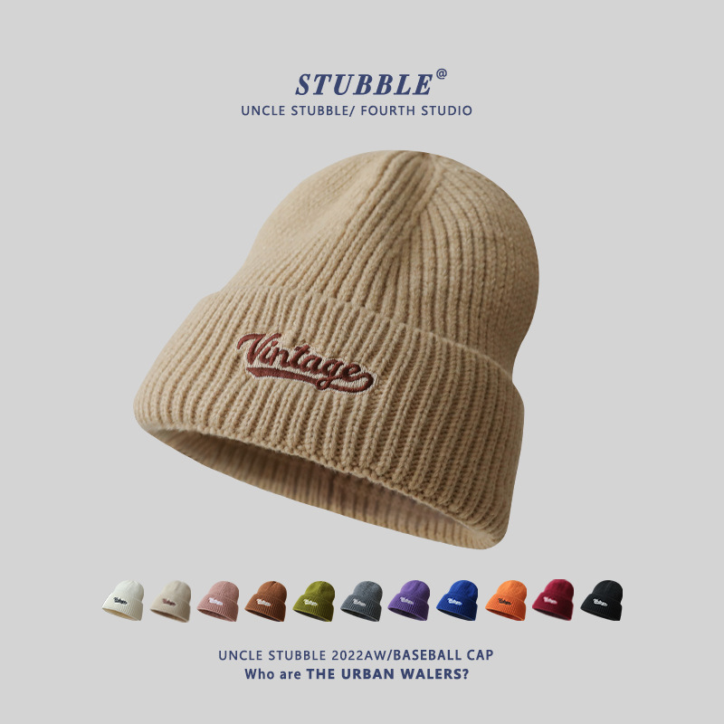 Original embroidered knitted hat men and women winter warm ear protection Tide brand head cap casual Joker wool hat wholesale