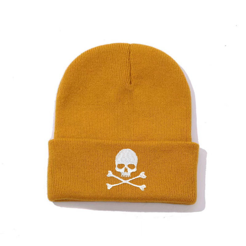 Cross-border Foreign Trade Processing Embroidered Letters European and American Acrylic Light Plate Solid Color Wool Hat Autumn and Winter Warm Knitted Hat for Men and Women