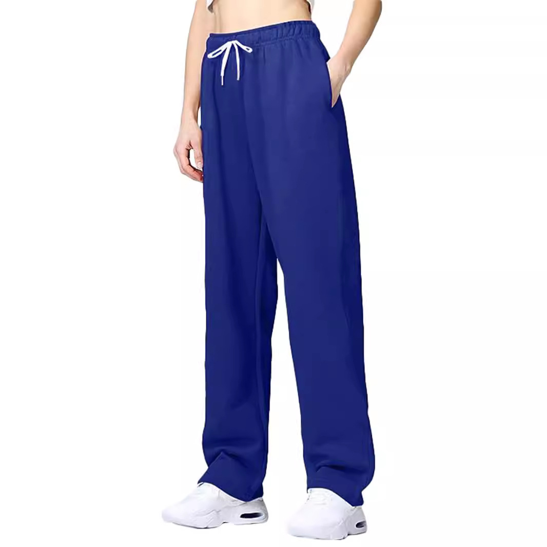 23 New Amazon Sports Women's Pants Autumn and Winter European and American Women's Pants Cross-border Casual Loose Drawstring Straight-leg Pants with Pockets