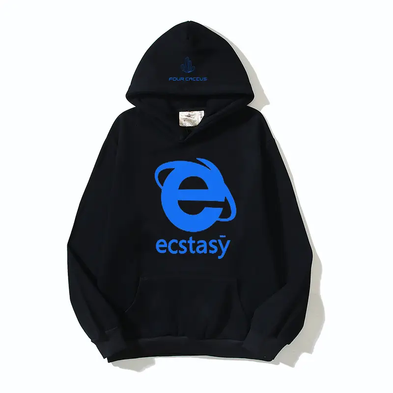 Fashion Ins Style Niche High Street Retro Big E Browser Star Same Style Hooded Sweatshirt Hoodie for Men and Women Trendy