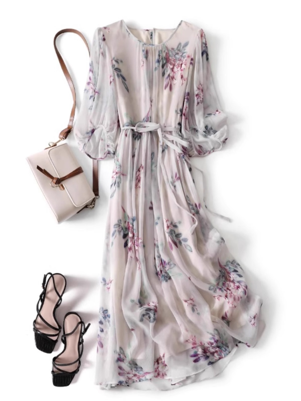 Mulberry Silk Dress for Women, 2025 Summer New Style, Loose Fit, Tummy-Covering, Elegant, Age-Reducing, Over-The-Knee Silk Long Dress Aaa