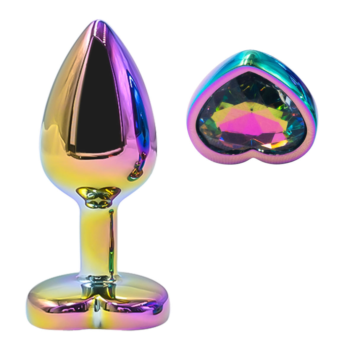 Adult supplies back room fun and flirting new metal heart-shaped colorful anal plug manufacturers wholesale support generation hair large