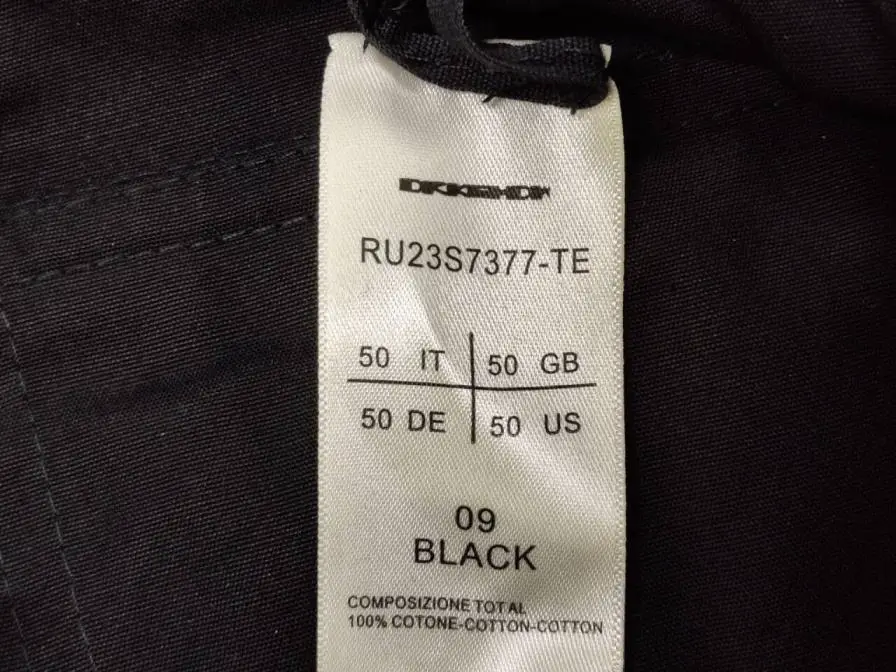 DRKSHDW RU23S7377-TE Black Cotton Pants