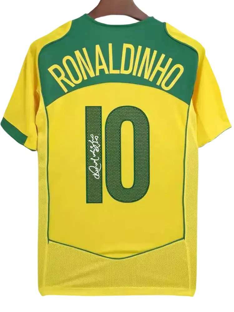04 Brazil Ronaldinho Ronaldinho Retro Signature Jersey Signed Birthday Gift