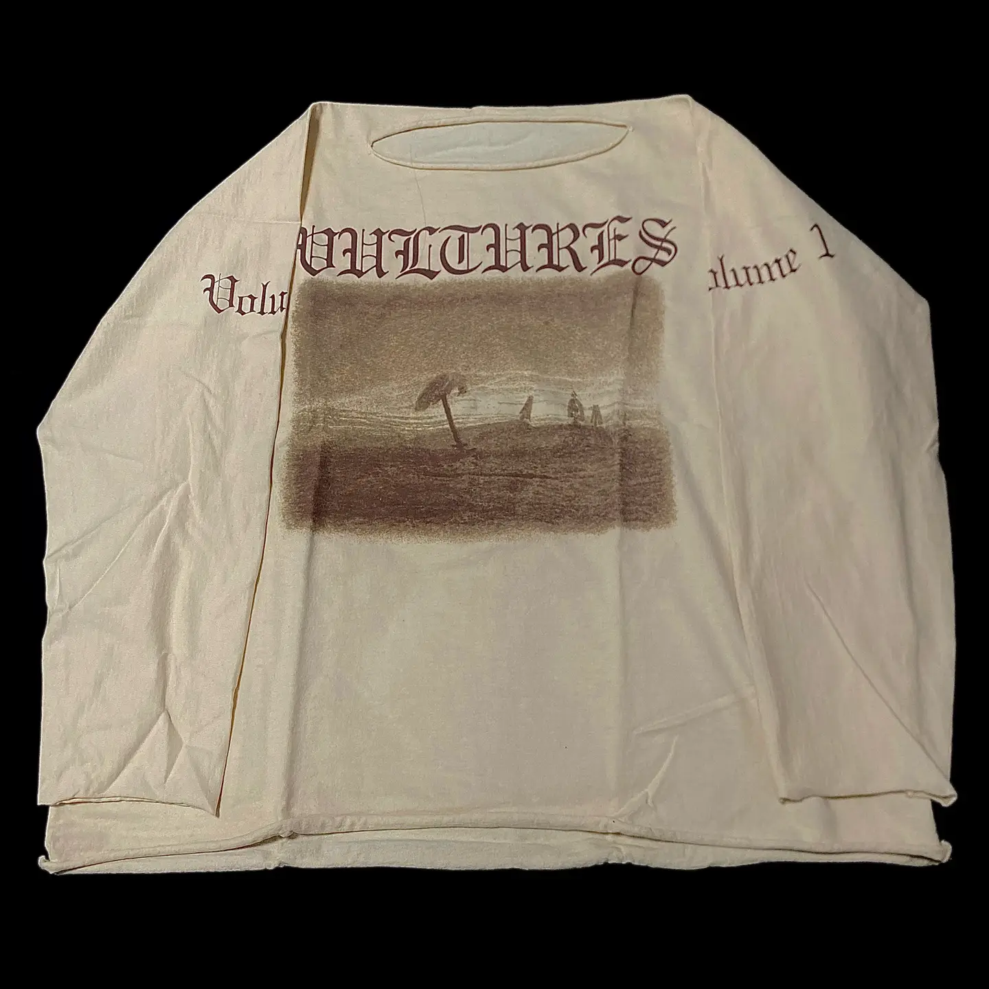 Yzy Yeezy Vultures Gosha White Long t Merchandise with Sanskrit Print Long Sleeves, Authentic