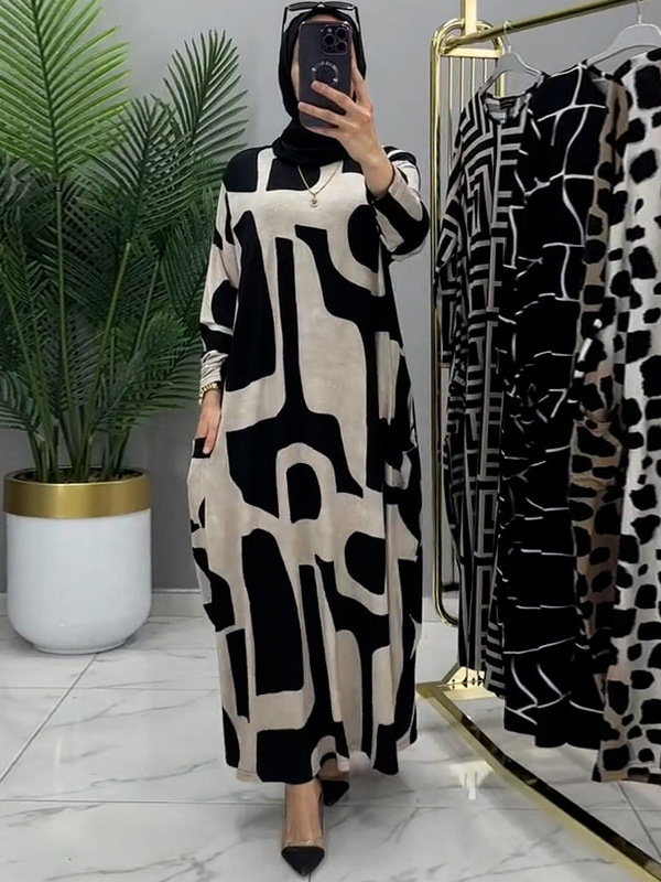 French-Style Dress 2026 Summer New Model for Women, Elegant Slim-Fit Printed Mid-Length Dress