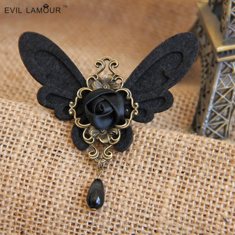 European and American Vintage Handmade Corsage Pin Cute Women's Pearl Butterfly Antique Fabric Buckle BR-15