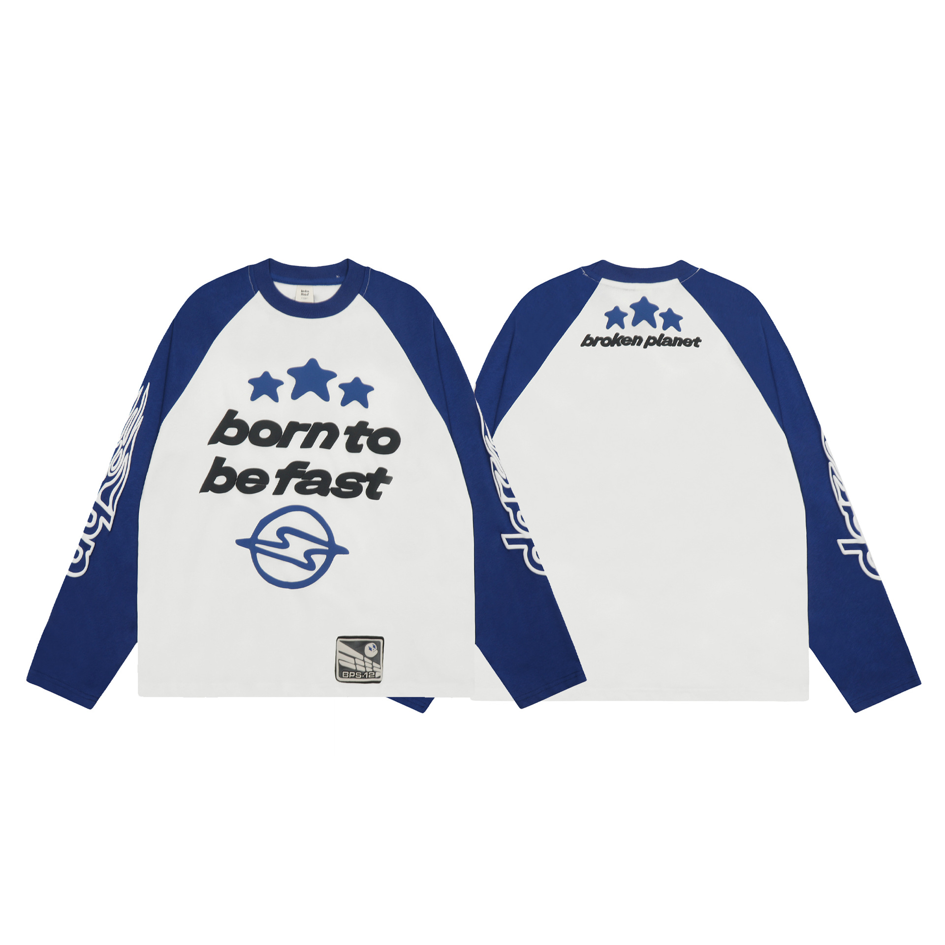 Cross-border we broken planet long sleeve lovers color matching short sleeve Klein blue white letter printing men QC-foto från 1688 på Qualit.ly