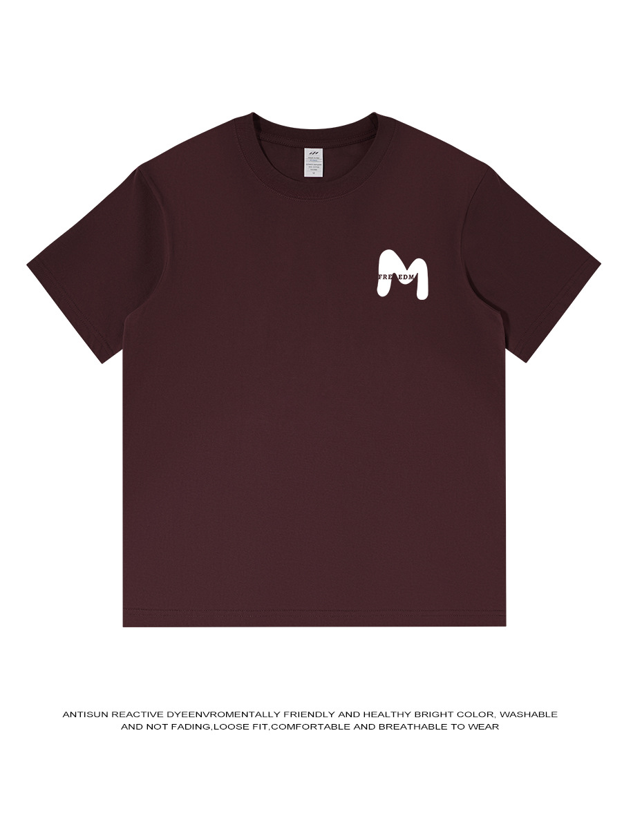 American Simple Style Short Sleeve T-Shirt Men's Summer Trendy Brand Loose Half Sleeve 230g Cotton Heavy Casual Crewneck T-Shirt