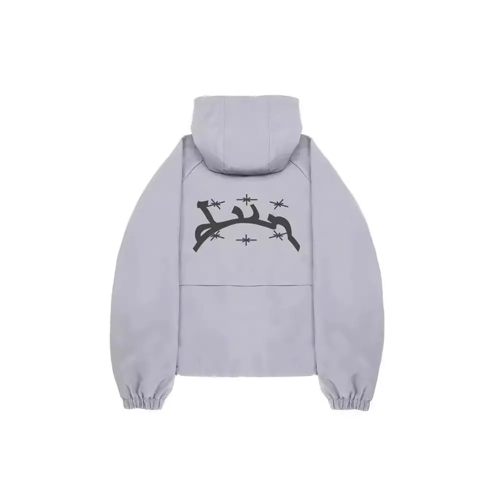Windbreaker Color Block Embroidery Windproof Coat Jacket Zip Hoodie Devil Island Embroidered Coat Tren