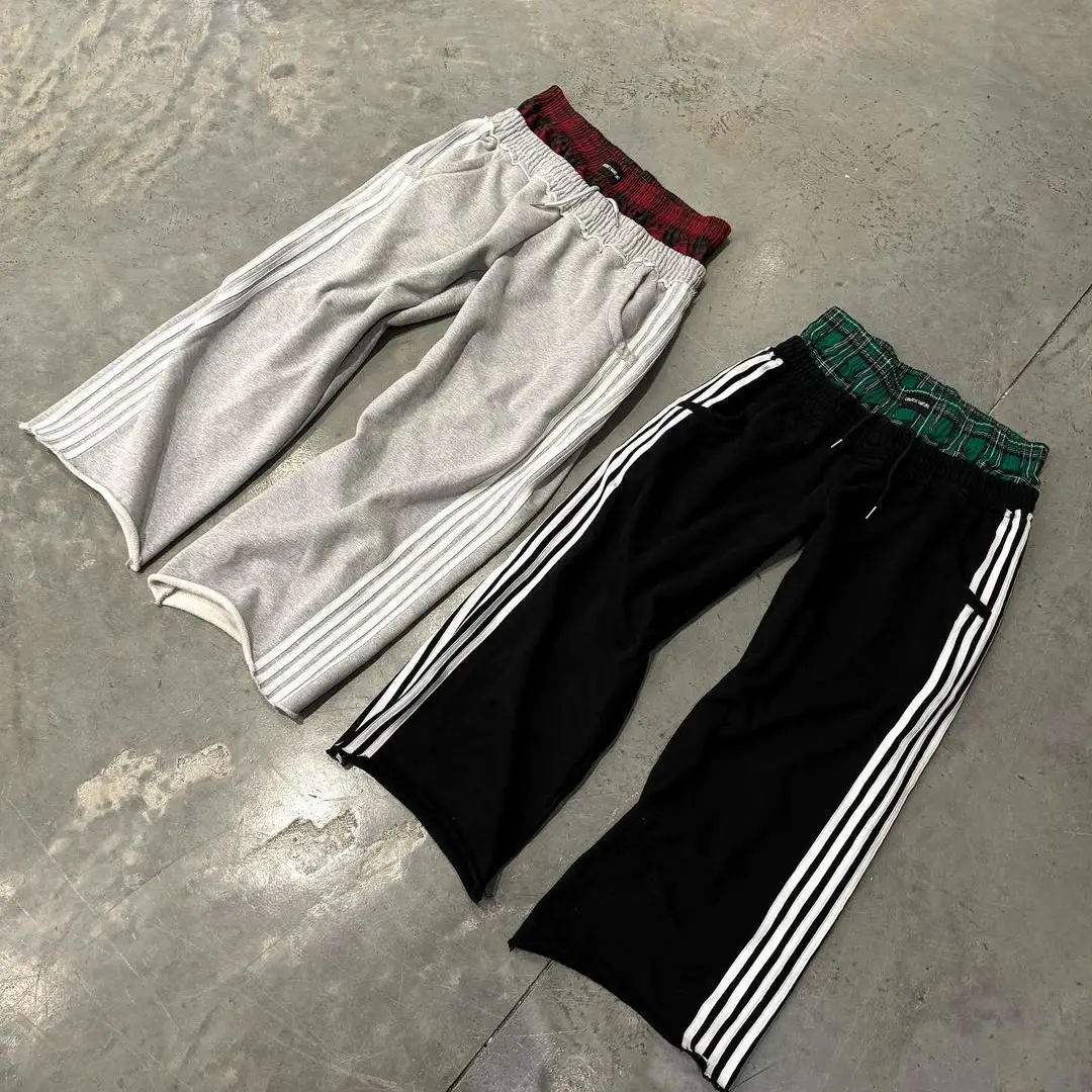 Fashionable Simple Striped Casual Pants for Men and Women Retro Harajuku Loose Straight Pants High Waist Loose Hip-Hop Sports Pants