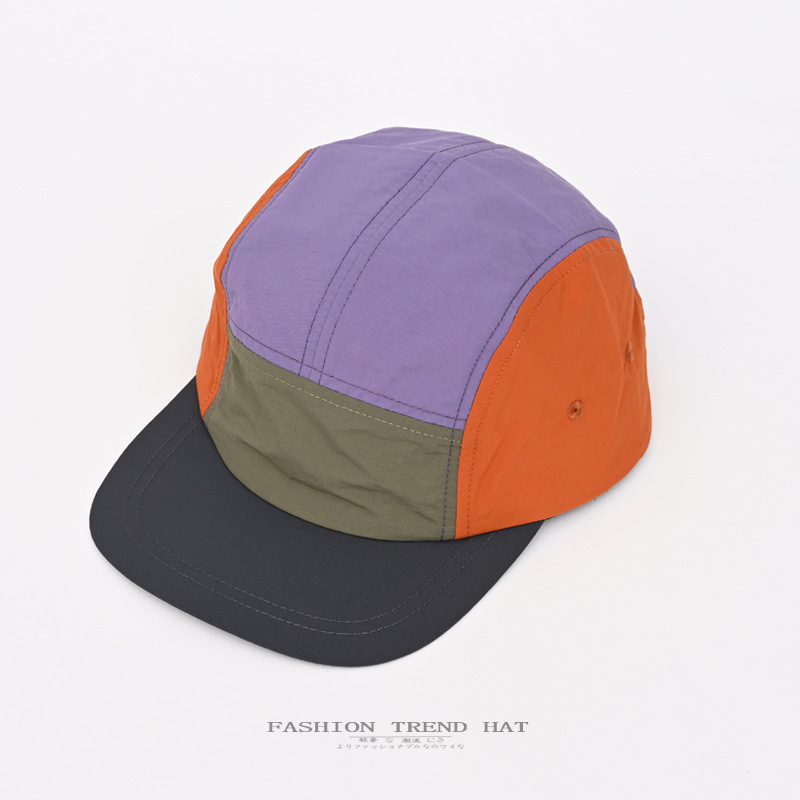 Korean Style Color-Blocked Flat-Brimmed Peaked Cap for Men and Women in Summer Thin Breathable Quick-Drying Baseball Cap Street Sun Protection Hat