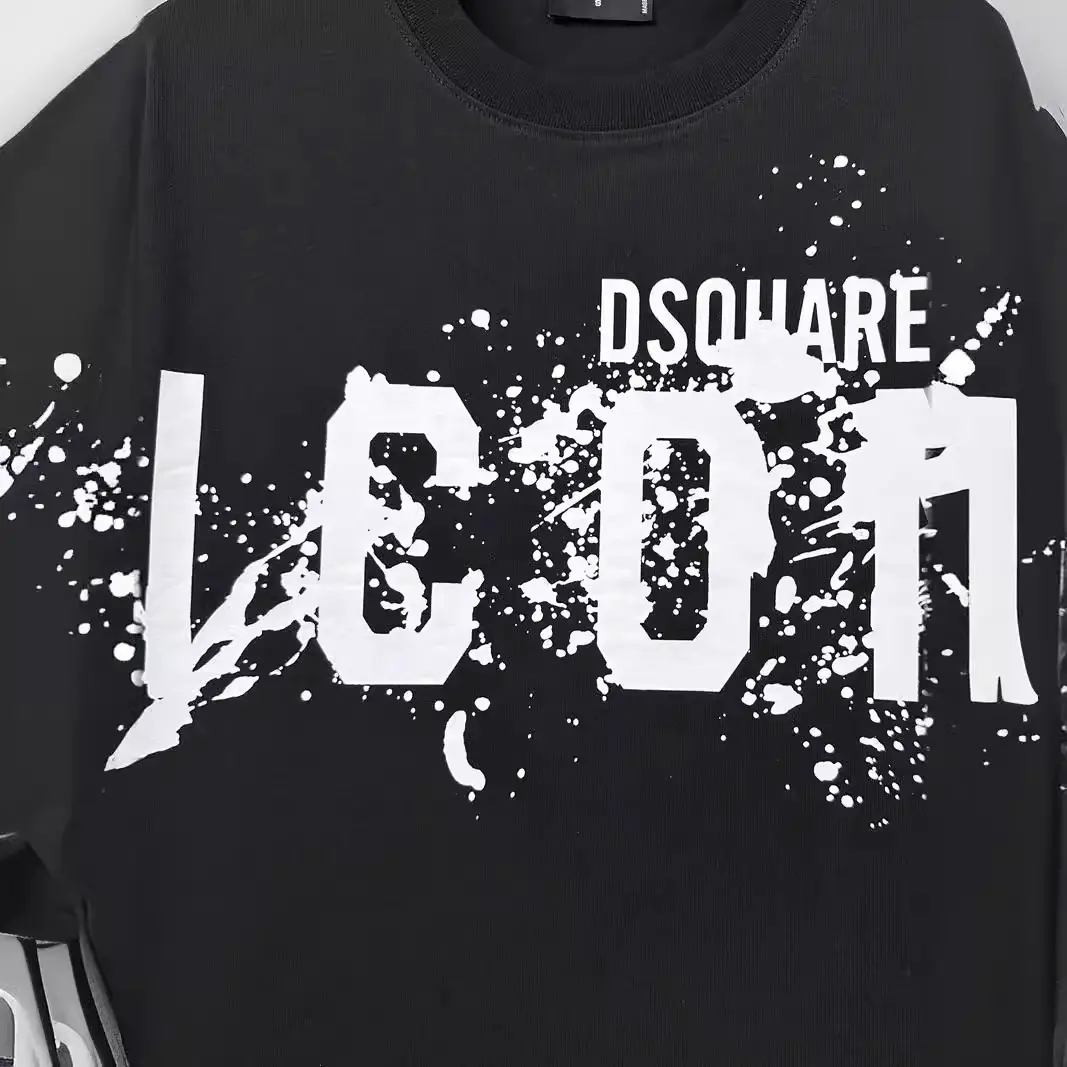 DT001 Slightly Wide Loose D2 Inkjet Printing ICON New Short-sleeved T-shirt Men's Crew Neck Top Base Shirt T