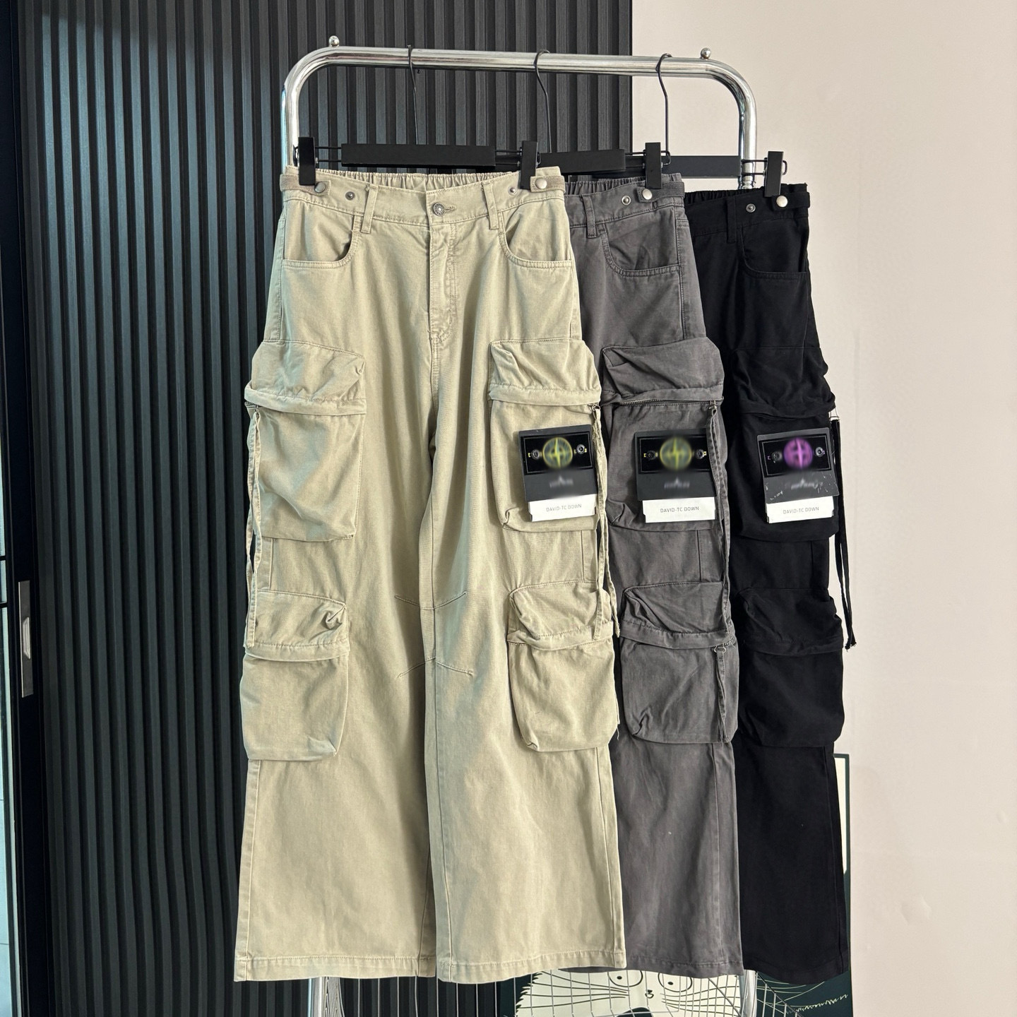 Stone American Retro Washed Vintage High Street Outdoor Casual Work Pants Long Pants Paratrooper Pants for Men
