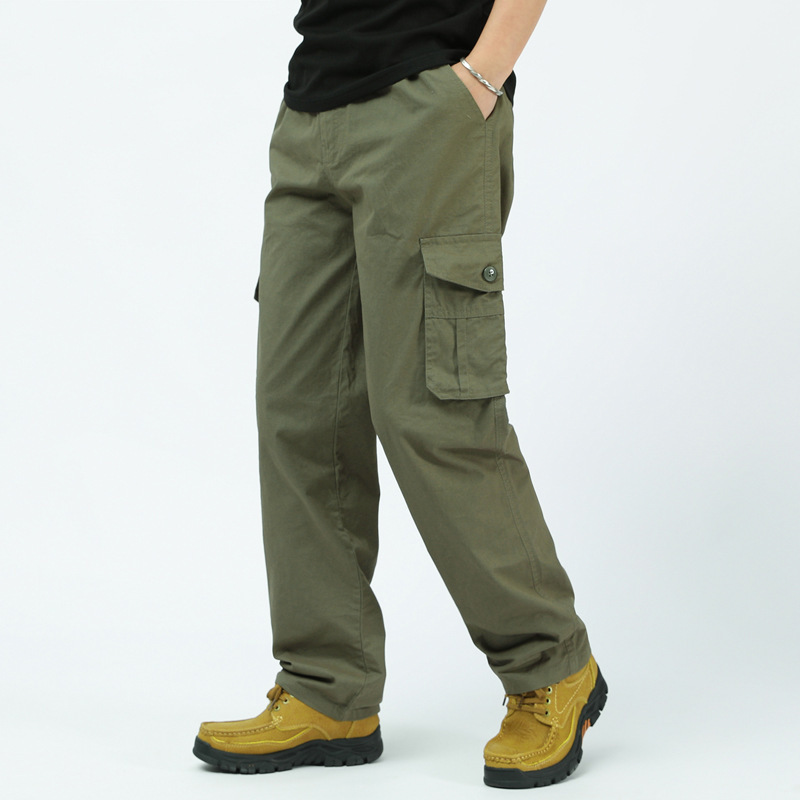 Spring and Autumn Men's Casual Workwear Straight-Leg Large Size Trousers Sports Outdoor Workwear Simple Spring and Autumn Pants for Men