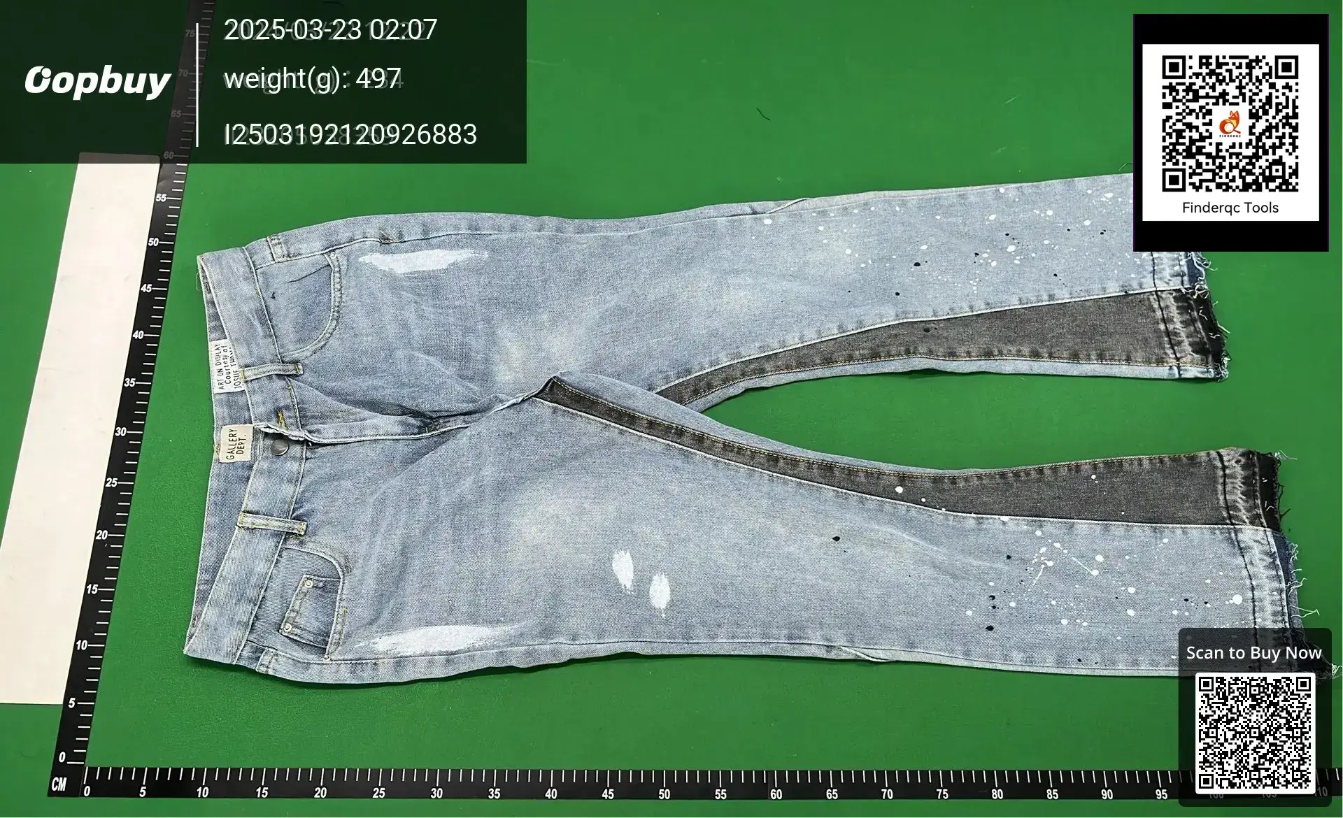 2024 American Fashion Brand Ripped Stitching Gradient Spray Paint Jeans Men's High Street Wide-leg Micro-pants Cross-border